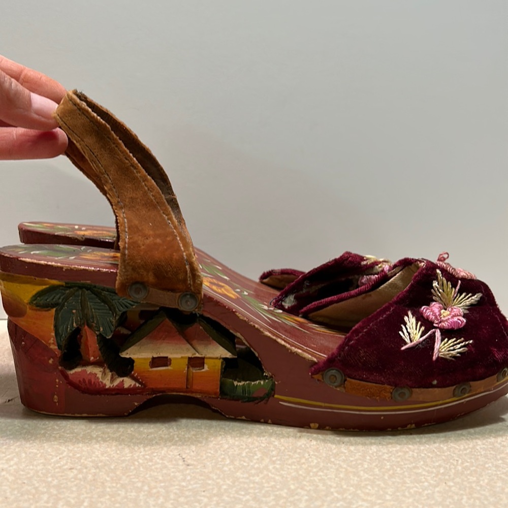 Vintage Wooden sling back sandals from the Philippines